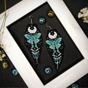 Turquoise Luna Butterfly beaded earrings
